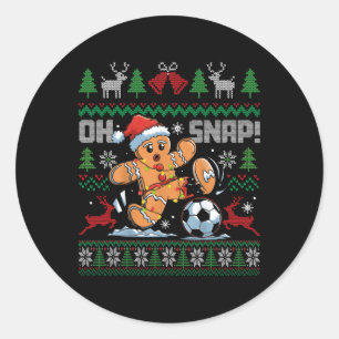 Oh Snap Soccer Gingerbreadman Christmas Ugly Xmas Classic Round Sticker