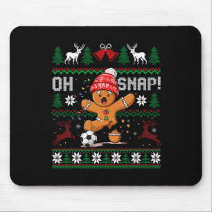 Oh Snap Soccer Gingerbreadman Christmas Ugly Xmas Mouse Pad