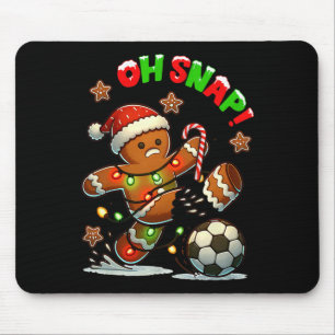 Oh Snap Soccer Gingerbreadman Christmas Ugly Xmas  Mouse Pad