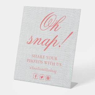 Oh Snap Social Media Chic Modern Wedding Event Pedestal Sign