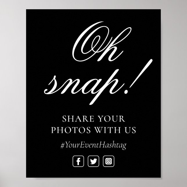 Oh Snap Social Media Chic Modern Wedding Event Poster (Front)