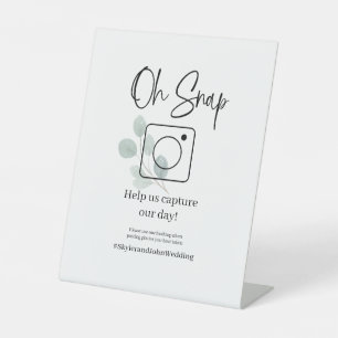 Oh Snap Table Top Eucalyptus Wedding Pedestal Sign