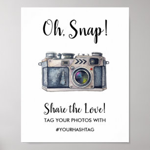 Oh, Snap! Vitage Watercolor Camera Wedding Sign