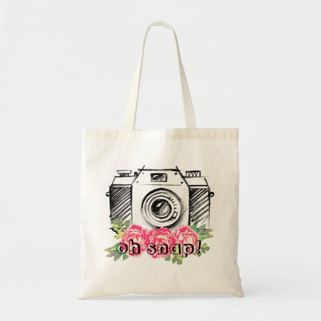 Oh Snap! Watercolor Peonies Tote Bag (Front)