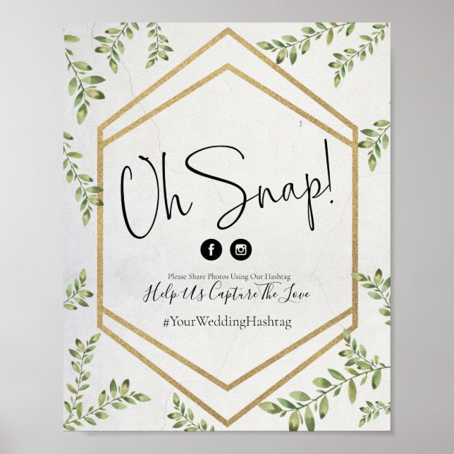 Oh Snap Wedding Hashtag Poster (Front)