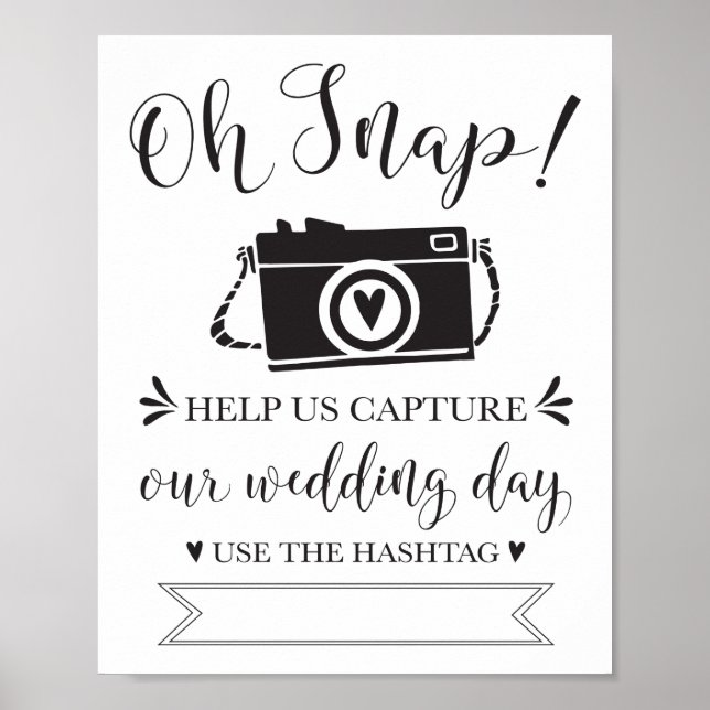 Oh Snap Wedding Hashtag Sign (Front)
