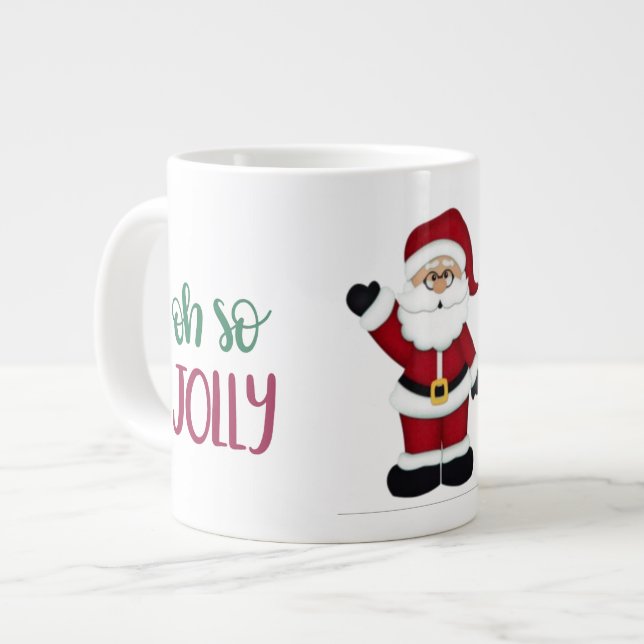 Oh So Jolly Santa Design  Large Coffee Mug (Front Left)