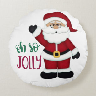 Oh So Jolly Santa Design  Round Cushion