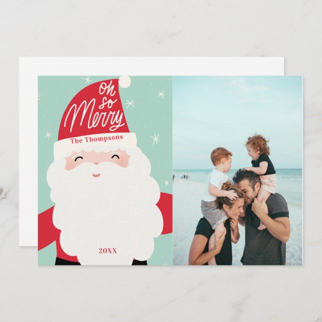 Oh So Merry Cute Santa Holiday Card (Front/Back)
