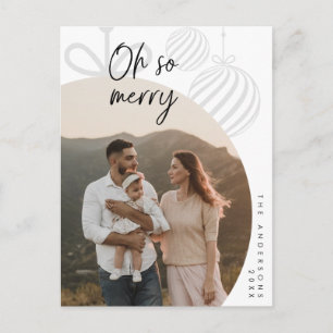 Oh So Merry, Family Photo, Christmas Greeting Postcard