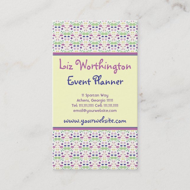Oh So Pretty Pink and Green Polka Dot Party Business Card (Front)