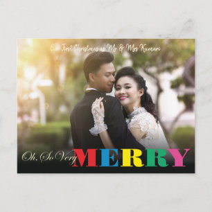 Oh, So Very Merry Colourful 2 Photo Christmas Postcard