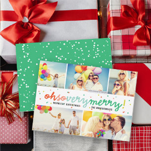 Oh So Very Merry Colourful Confetti 5 Photo Collag Holiday Card