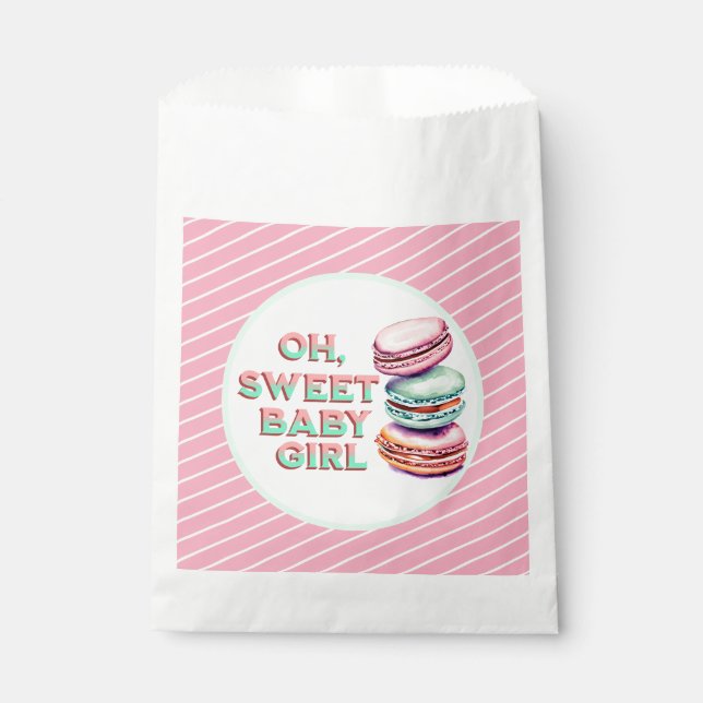 Oh Sweet Baby Girl Macaron Themed Baby Shower Favour Bag (Front)