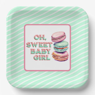 Oh Sweet Baby Girl Macaron Themed Baby Shower Paper Plate