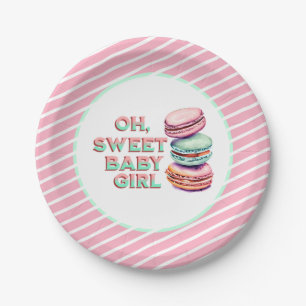 Oh Sweet Baby Girl Macaron Themed Baby Shower Paper Plate