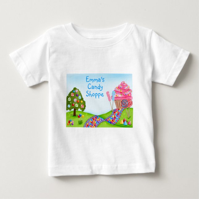 Oh Sweet Candy Land and Cupcakes Baby T-Shirt (Front)