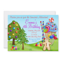 Oh Sweet Candyland Birthday Cupcake Invitations