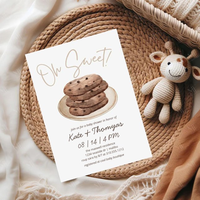 Oh Sweet | Cookie Dessert Neutral Baby Shower  Invitation (Creator Uploaded)