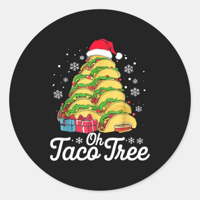 Oh Taco Tree Christmas Cute Xmas Mexican Food Love Classic Round Sticker (Front)