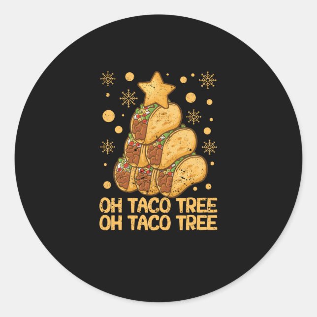 Oh Taco Tree Christmas Pyjamas Xmas Mexican Food Classic Round Sticker (Front)