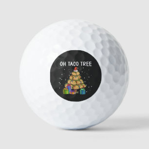 Oh Taco Tree Funny Mexican Food Ugly Christmas  Golf Balls