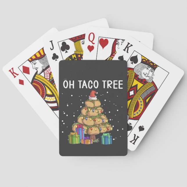 Oh Taco Tree Funny Mexican Food Ugly Christmas  Playing Cards (Back)