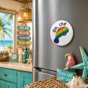 Oh the Hue Manatee Round Magnet