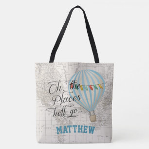 Oh the places he'll go Hot Air Balloon Tote Bag
