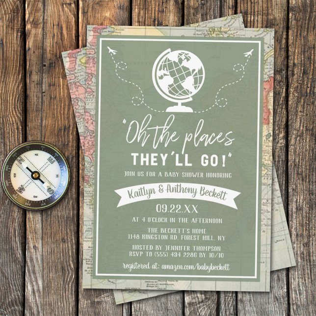 "Oh The Places They'll Go!" Travel Map Baby Shower Invitation (Creator Uploaded)