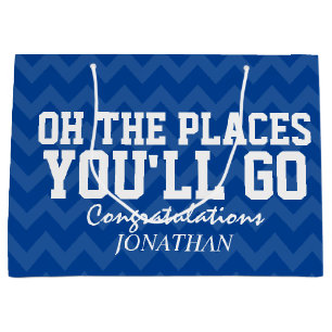 Oh The Places You Will Go Navy Blue Graduate Large Gift Bag