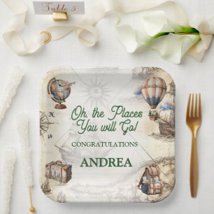 Oh The Places You Will Go Travel Baby Shower Paper Plate