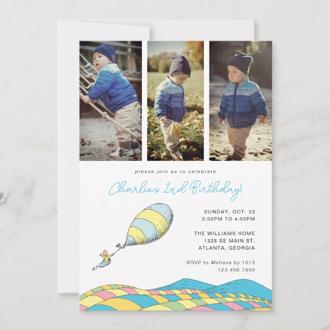 Oh! the Places You'll Go! | Boy Birthday Photo Invitation (Front)