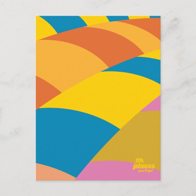 Oh, The Places You'll Go! Colourful Balloon Stripe Postcard (Front)