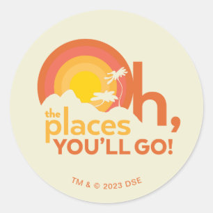 Oh, The Places You'll Go! Landscape Typography Classic Round Sticker