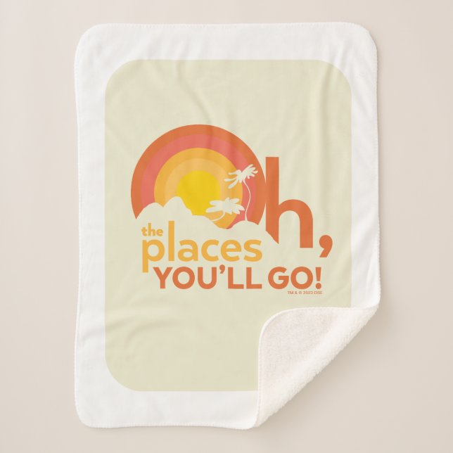 Oh, The Places You'll Go! Landscape Typography Sherpa Blanket (Front)