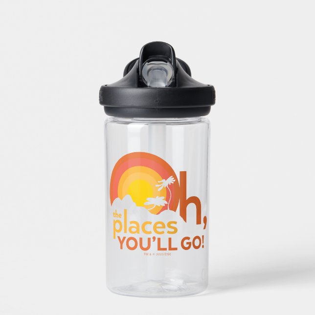Oh, The Places You'll Go! Landscape Typography Water Bottle (Front)