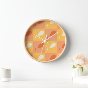 Oh, the Places You'll Go   Orange Block Pattern Clock