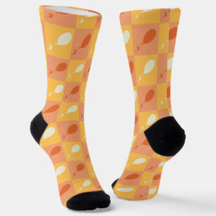 Oh, the Places You'll Go   Orange Block Pattern Socks