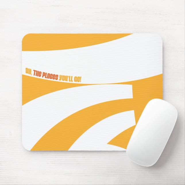 Oh, The Places You'll Go! Orange Swirls Mouse Pad (With Mouse)