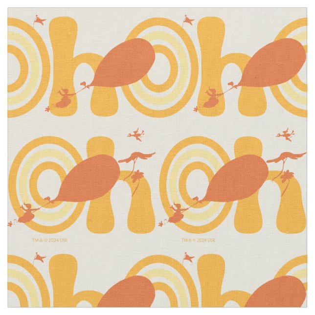Oh, the Places You'll Go | Orange Text Pattern Fabric (Close Up)