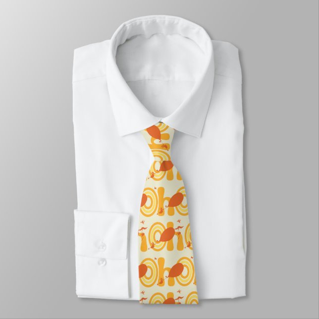Oh, the Places You'll Go | Orange Text Pattern Tie (Tied)