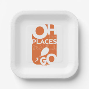 Oh, The Places You'll Go! Orange Typeography Paper Plate