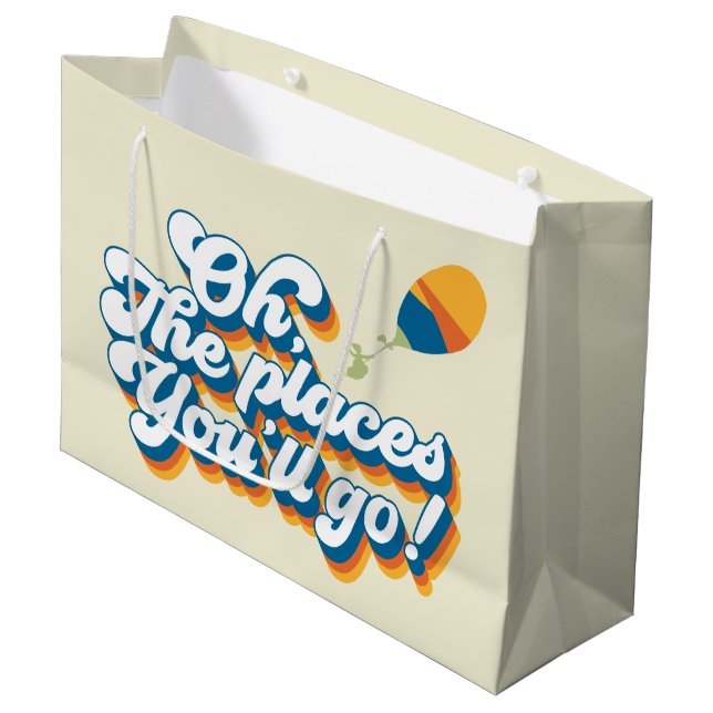 Oh, The Places You'll Go! Quote with Balloon Large Gift Bag (Front Angled)