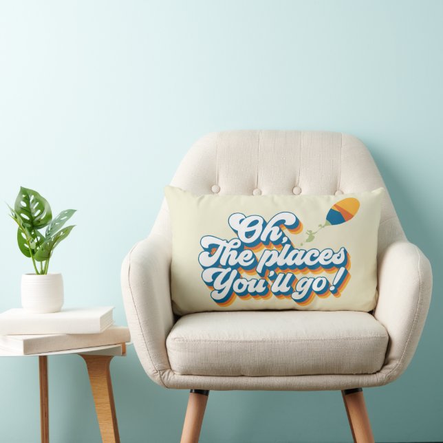 Oh, The Places You'll Go! Quote with Balloon Lumbar Cushion (Chair)
