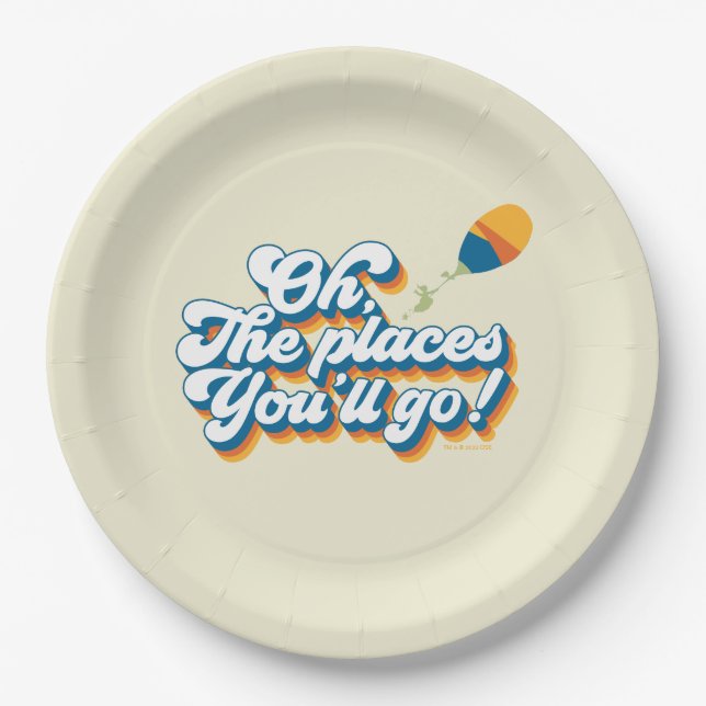 Oh, The Places You'll Go! Quote with Balloon Paper Plate (Front)
