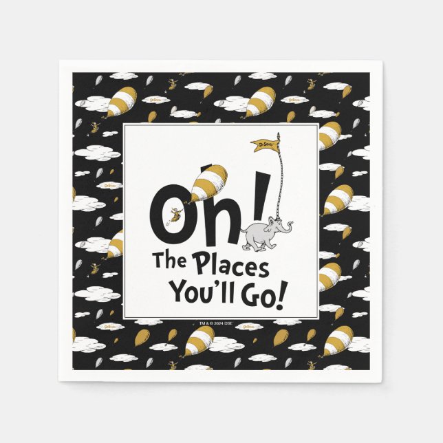 Oh, The Places You'll Go! Retro Graduation Napkin (Front)