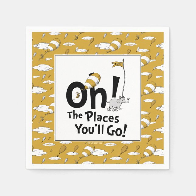 Oh, The Places You'll Go! Retro Graduation Napkin (Front)