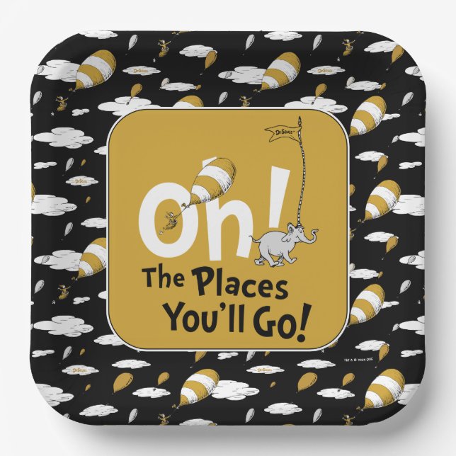 Oh! The Places You'll Go! Retro Graduation Paper Plate (Front)