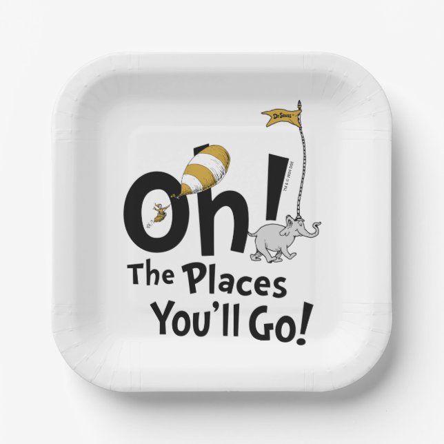 Oh! The Places You'll Go! Retro Graduation Paper Plate (Front)